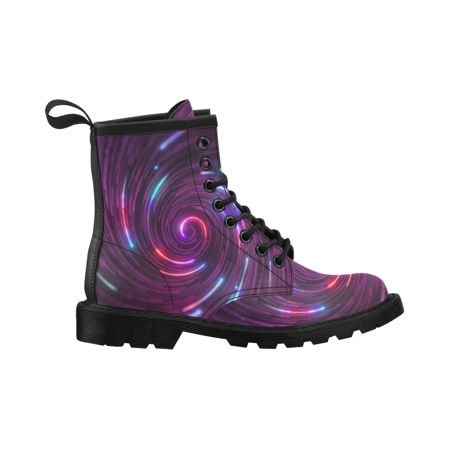 Vortex Twist Swirl Purple Neon Print Women's Boots