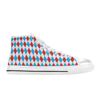 Harlequin Print Design LKS402 High Top Women's White Shoes