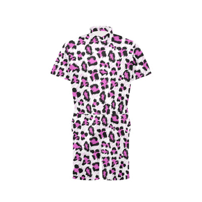 Leopard Pink Skin Print Men's Romper