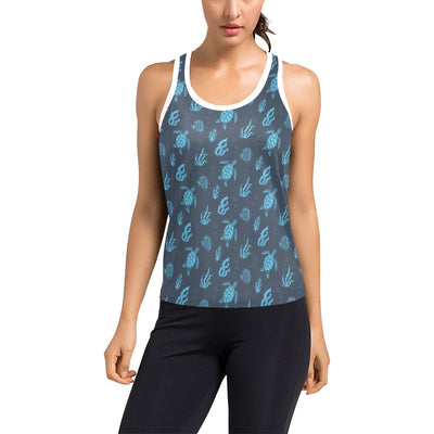 Sea Turtle Print Design LKS307 Women's Racerback Tank Top