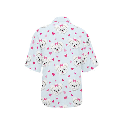 Maltese Pattern Print Design 03 Women's Hawaiian Shirt