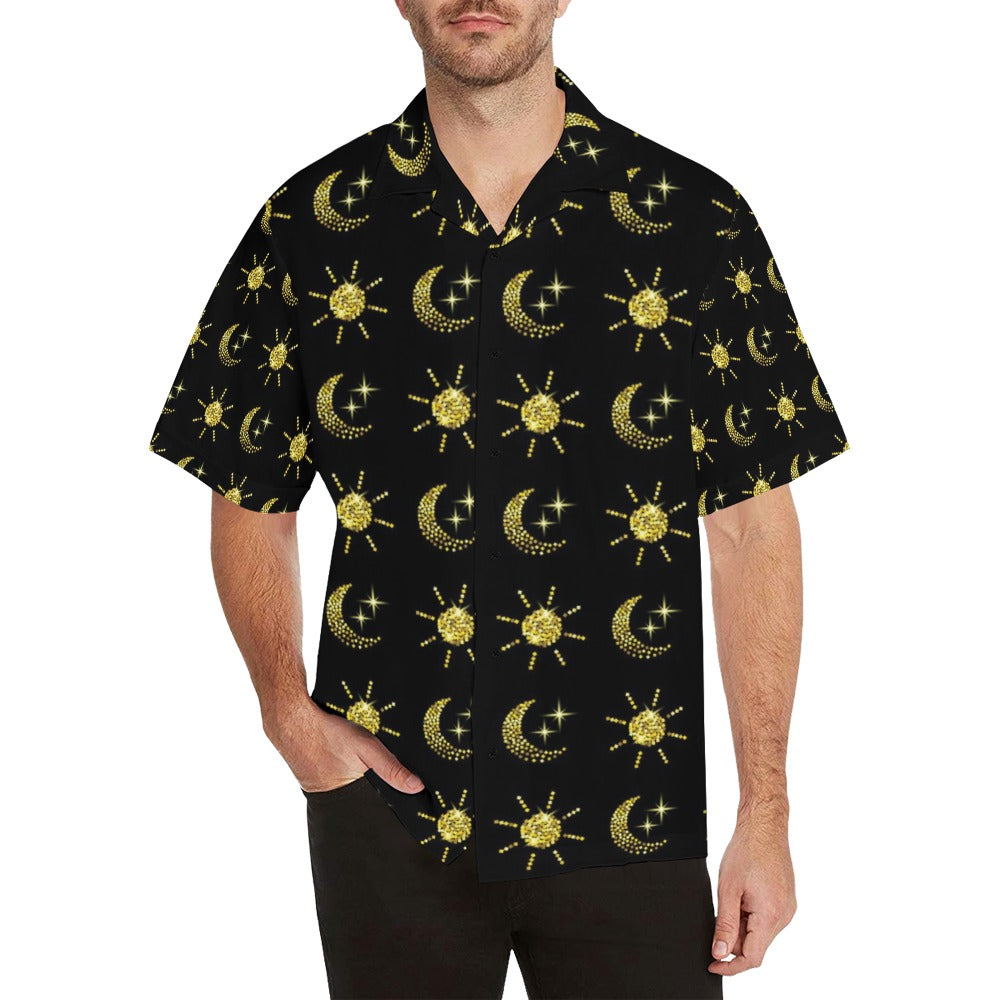 Sun Moon Print Design LKS304 Men's Hawaiian Shirt