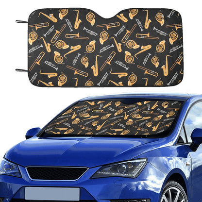 Saxophone Print Design LKS403 Car front Windshield Sun Shade