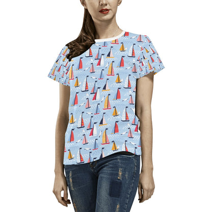 Sailboat Print Design LKS304 Women's  T-shirt