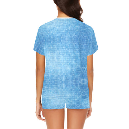 Swimming Pool Print Design LKS302 Women's Short Pajama Set