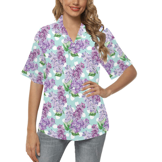 Lilac Pattern Print Design 02 Women's Hawaiian Shirt