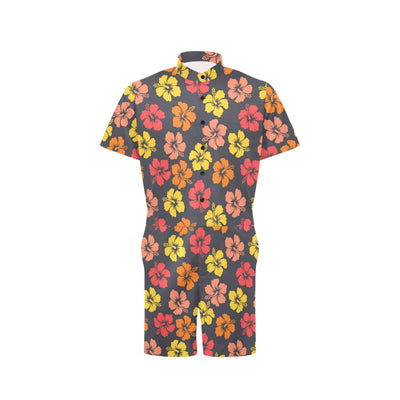 Hibiscus Pattern Print Design HB024 Men's Romper