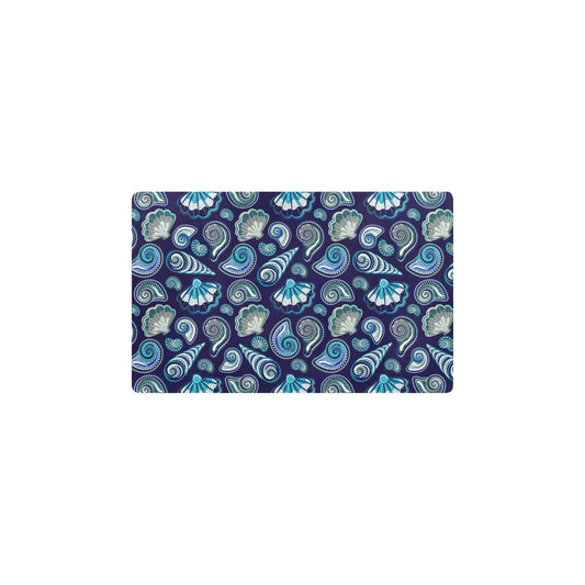 Beach Seashell Blue Print Kitchen Mat