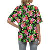 Pink Red Hibiscus Pattern Print Design HB023 Women's Hawaiian Shirt