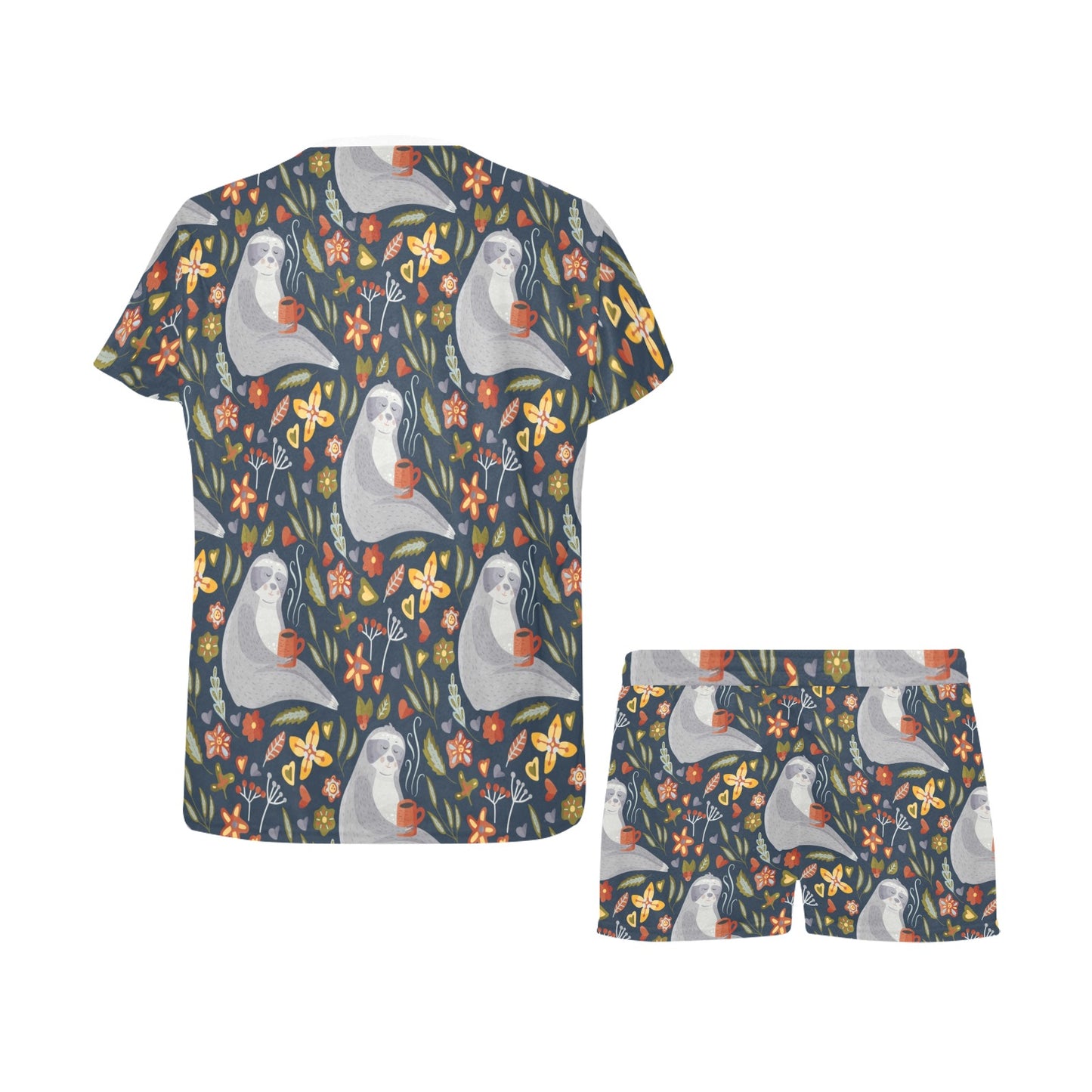 Sloth Print Design LKS303 Women's Short Pajama Set