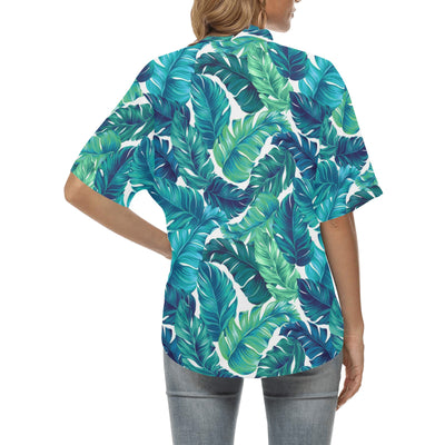 Brightness Tropical Palm Leaves Women's Hawaiian Shirt