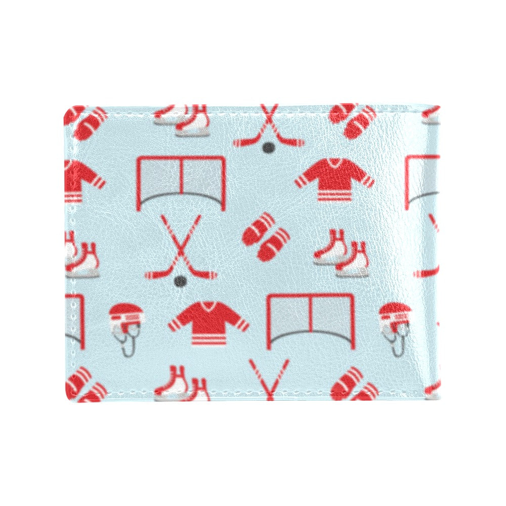 Hockey Red Equipment Print Design LKS305 Men's ID Card Wallet