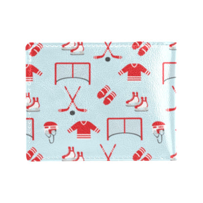 Hockey Red Equipment Print Design LKS305 Men's ID Card Wallet