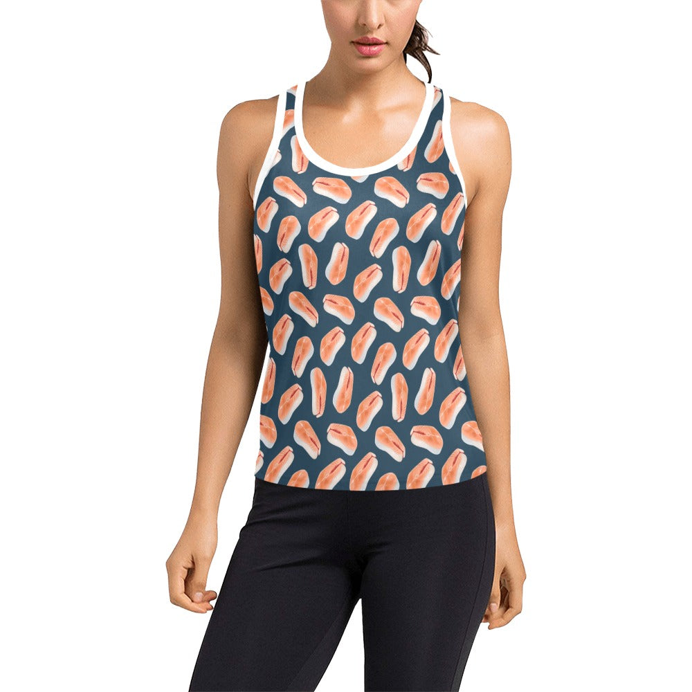 Salmon Steak Print Design LKS306 Women's Racerback Tank Top