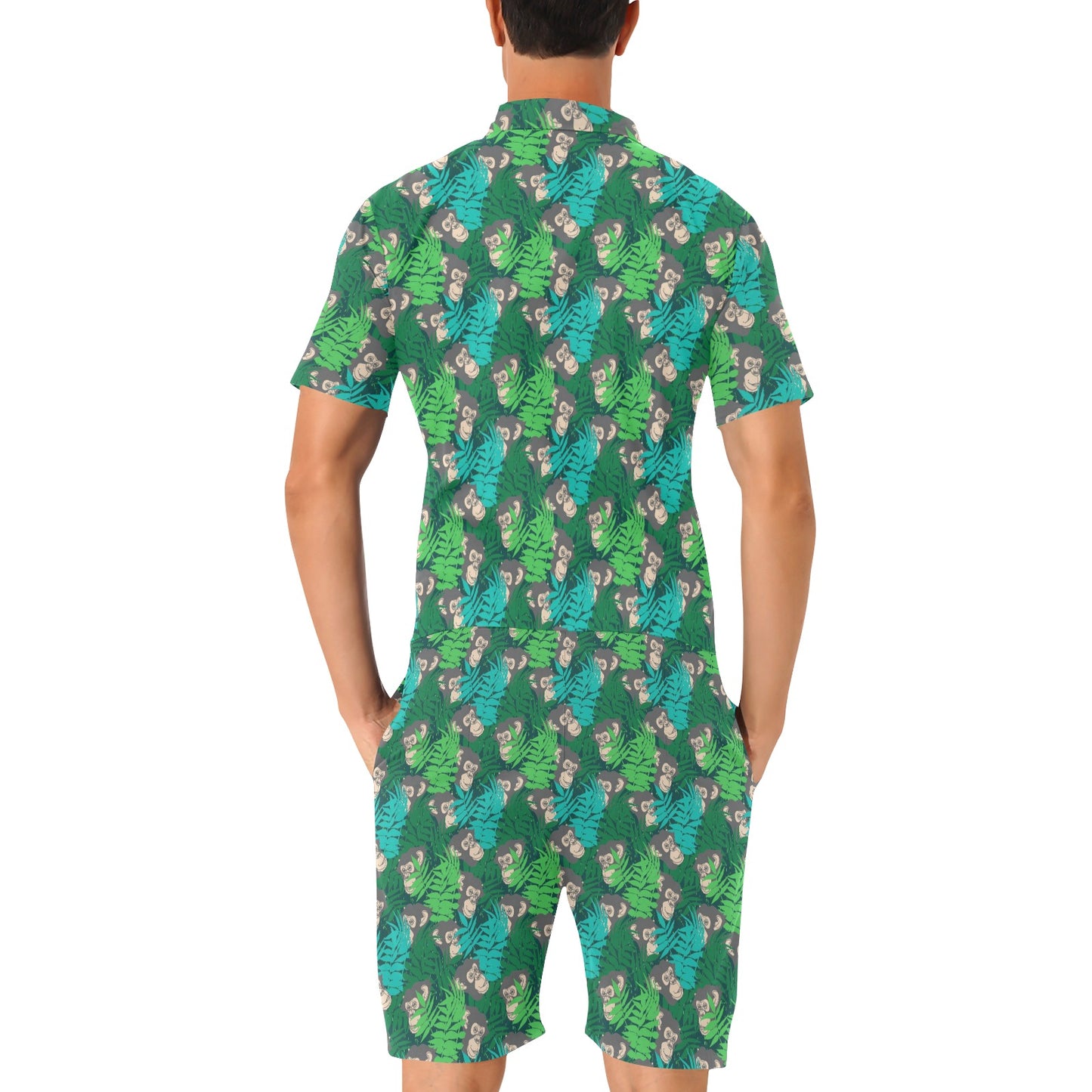 Chimpanzee Pattern Print Design 01 Men's Romper