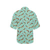 Dachshund with Floral Print Pattern Women's Hawaiian Shirt