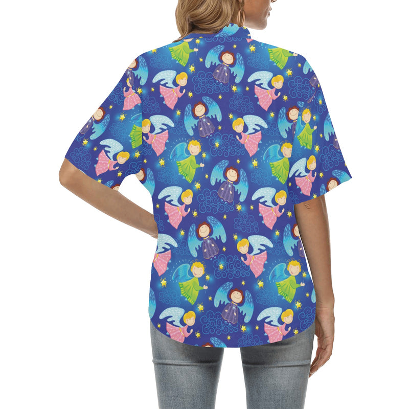 Angel Little Pattern Print Design 02 Women's Hawaiian Shirt