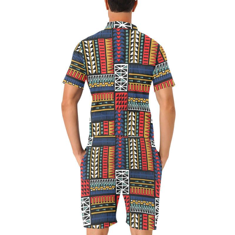 Kente Pattern Print Design 02 Men's Romper