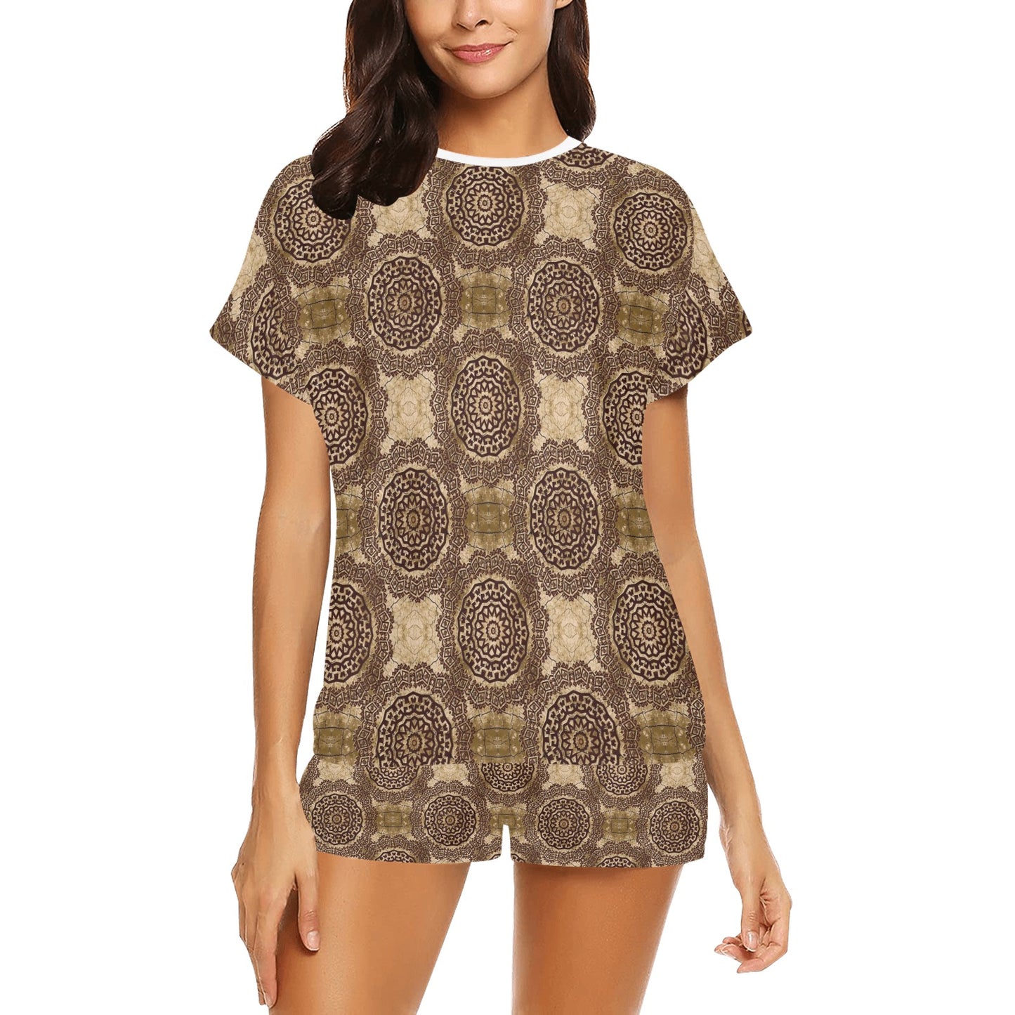 Ancient Greek Symbol Print Design LKS309 Women's Short Pajama Set
