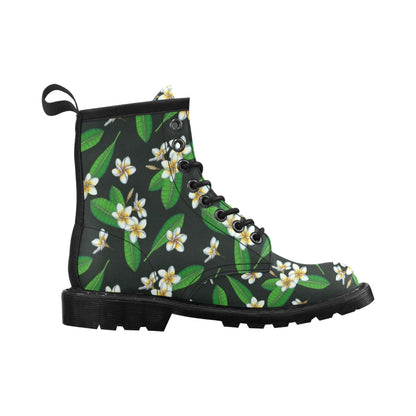 White Plumeria Pattern Print Design PM023 Women's Boots