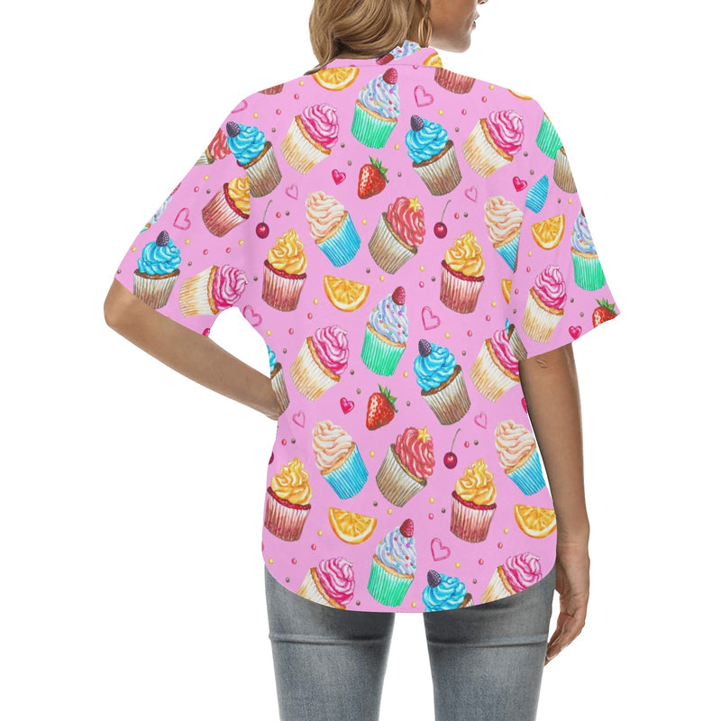 Cupcake Pattern Print Design CP05 Women's Hawaiian Shirt