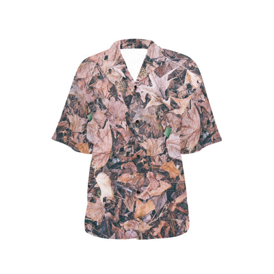 Camouflage Realistic Tree Leaf Print Women's Hawaiian Shirt