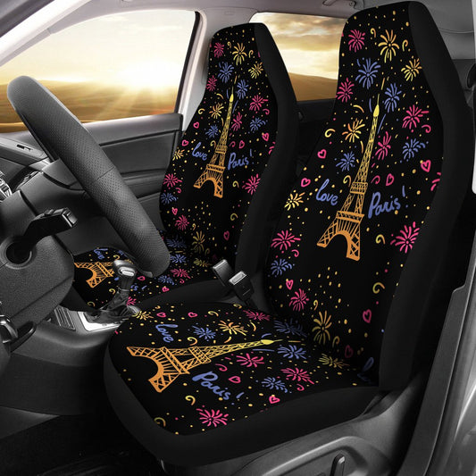 Eiffel Tower Love Paris Print Universal Fit Car Seat Covers