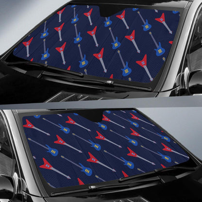 Electric Guitar Pattern Print Design 01 Car Sun Shade-JORJUNE.COM