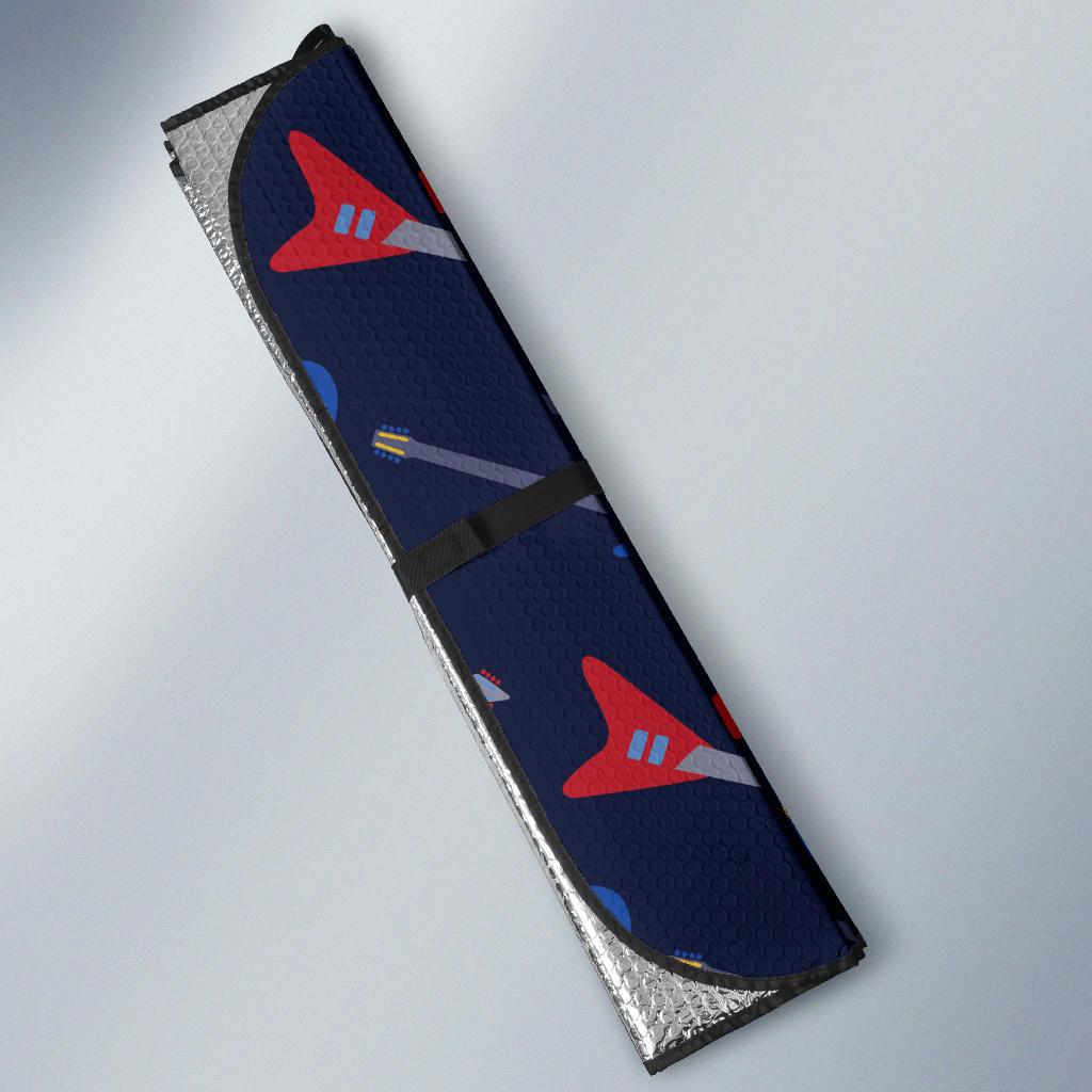 Electric Guitar Pattern Print Design 01 Car Sun Shade-JORJUNE.COM