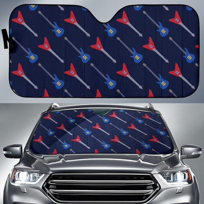 Electric Guitar Pattern Print Design 01 Car Sun Shade-JORJUNE.COM
