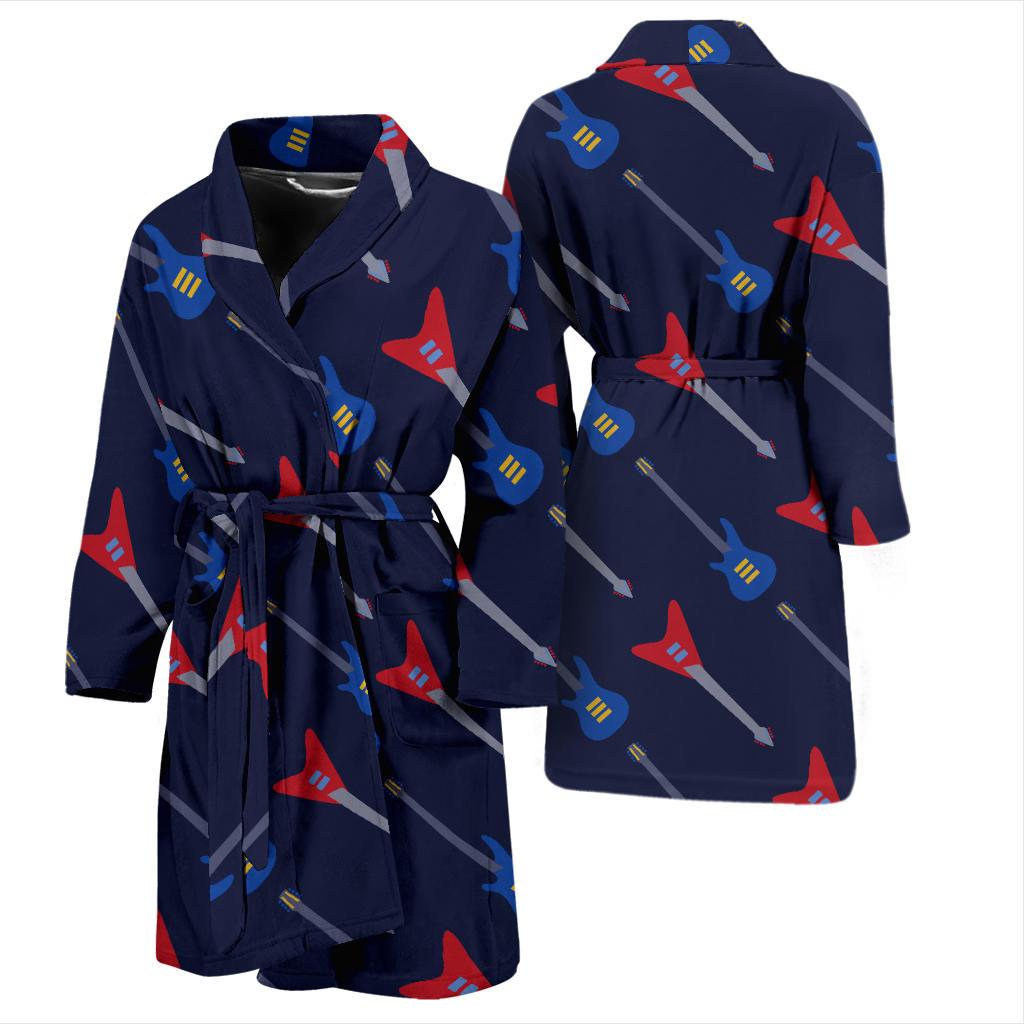 Electric Guitar Pattern Print Design 01 Men Bathrobe-JORJUNE.COM