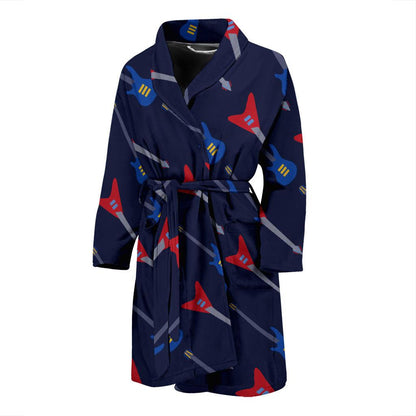 Electric Guitar Pattern Print Design 01 Men Bathrobe-JORJUNE.COM