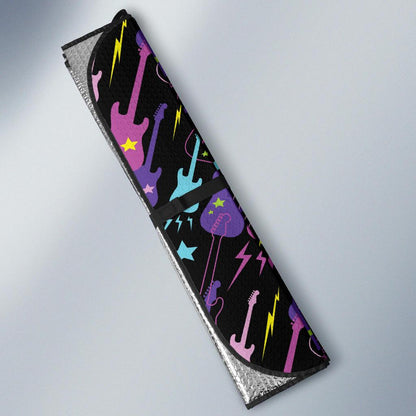 Electric Guitar Pattern Print Design 02 Car Sun Shade-JORJUNE.COM
