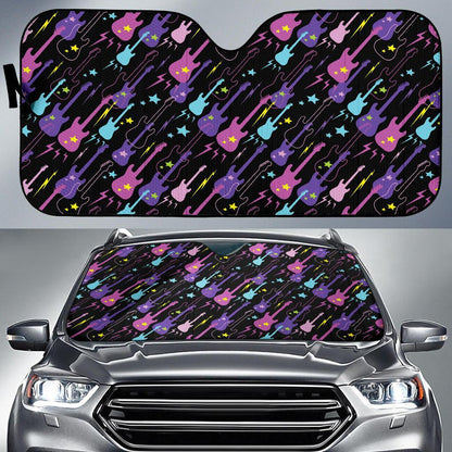 Electric Guitar Pattern Print Design 02 Car Sun Shade-JORJUNE.COM