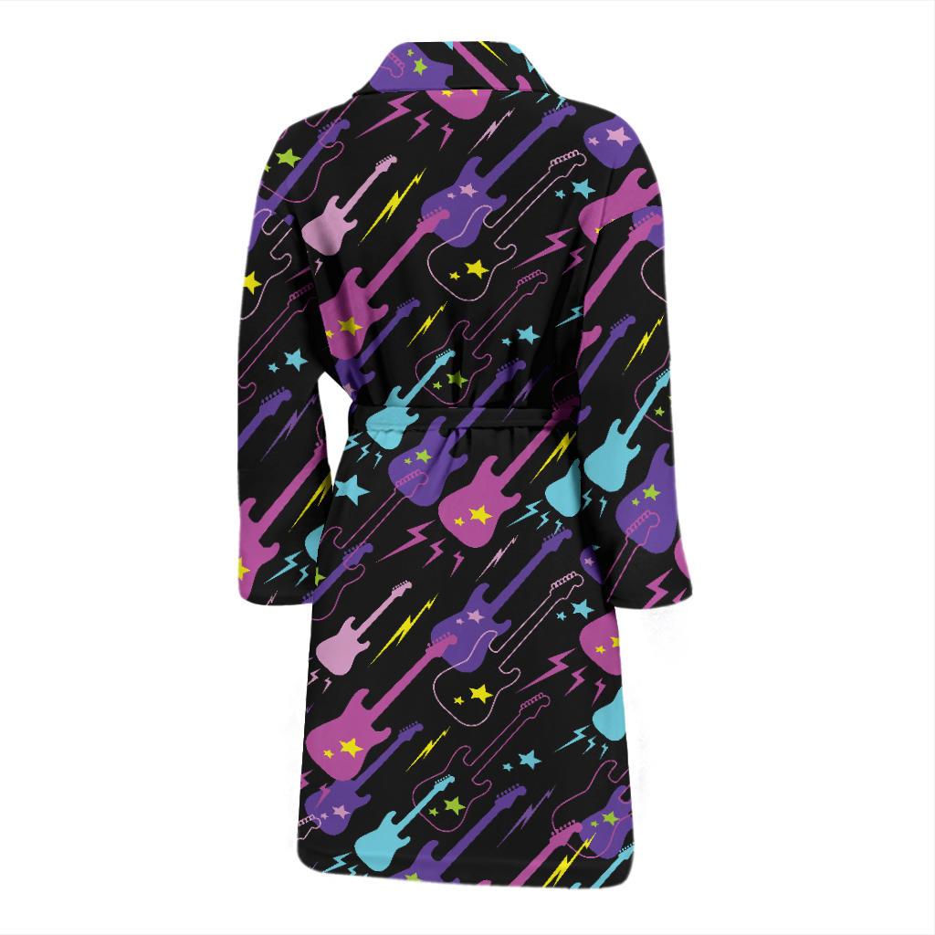 Electric Guitar Pattern Print Design 02 Men Bathrobe-JORJUNE.COM