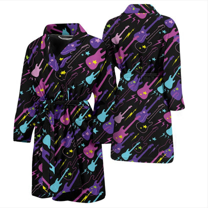 Electric Guitar Pattern Print Design 02 Men Bathrobe-JORJUNE.COM