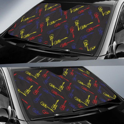 Electric Guitar Pattern Print Design 03 Car Sun Shade-JORJUNE.COM