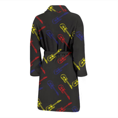 Electric Guitar Pattern Print Design 03 Men Bathrobe-JORJUNE.COM