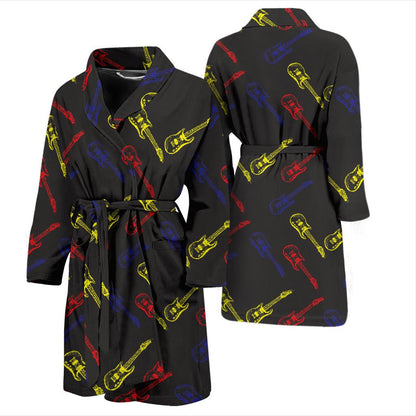 Electric Guitar Pattern Print Design 03 Men Bathrobe-JORJUNE.COM