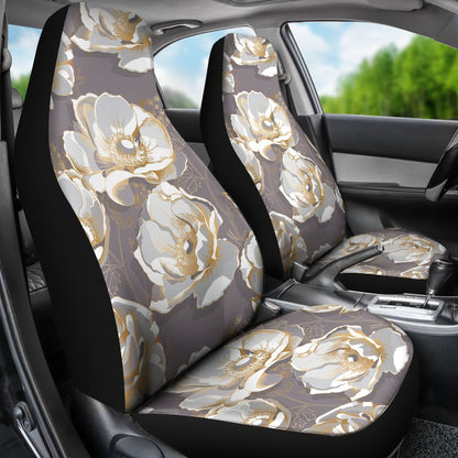 Elegant Grey Flower Print Universal Fit Car Seat Covers