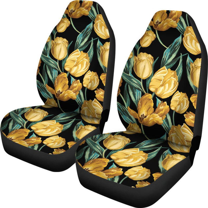 Elegant Yellow Tulip Print Universal Fit Car Seat Covers