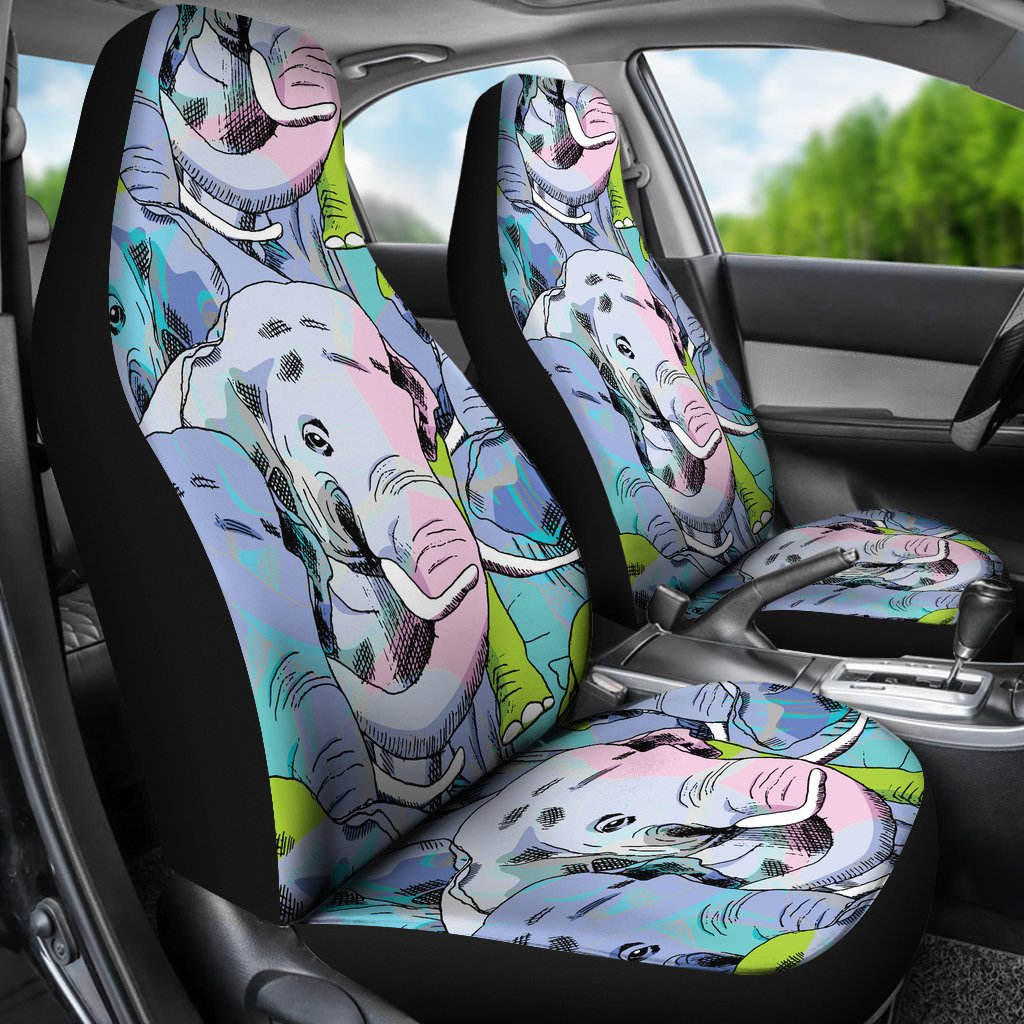 Elephant Art color Print Pattern Universal Fit Car Seat Covers