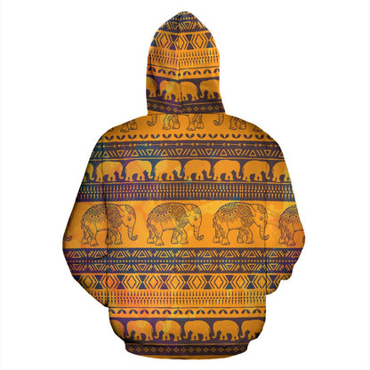 Elephant Aztec All Over Print Hoodie
