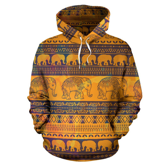 Elephant Aztec All Over Print Hoodie