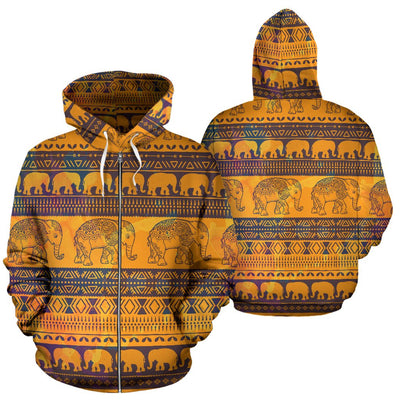 Elephant Aztec All Over Zip Up Hoodie