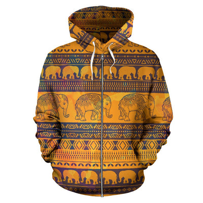 Elephant Aztec All Over Zip Up Hoodie