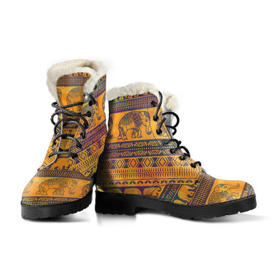 Elephant Aztec Faux Fur Leather Boots