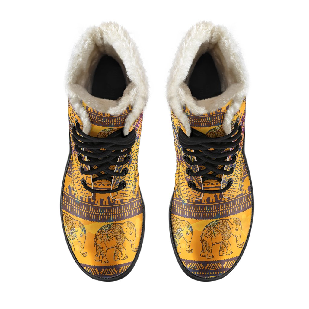 Elephant Aztec Faux Fur Leather Boots