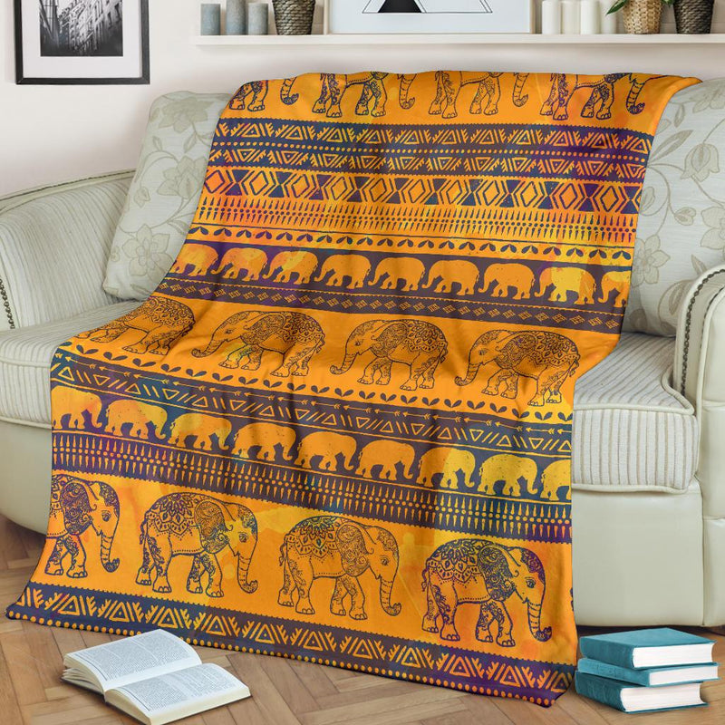 Elephant Aztec Fleece Blanket