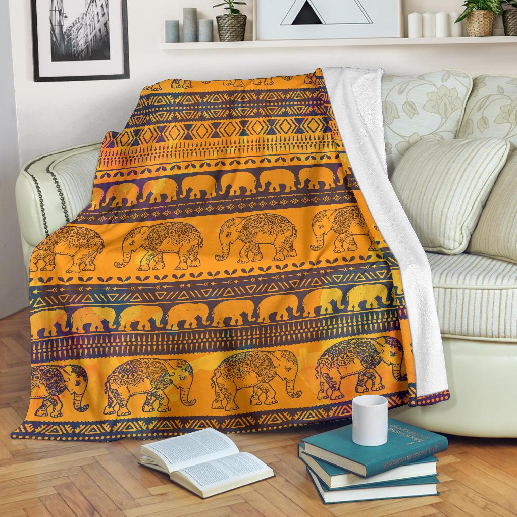 Elephant Aztec Fleece Blanket